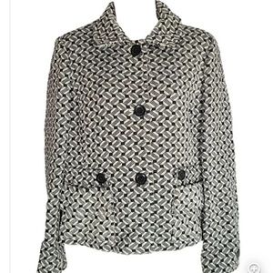 LOFT Black White Pea Coat Sz 6. LIKE NEW